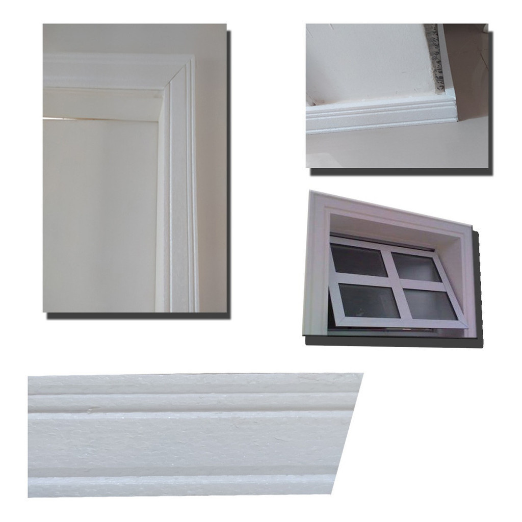 Moldura Guarnição P/ Porta E Janela Isopor Kit 15 Mts 8cm largura